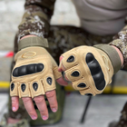 Плотные беспалые Перчатки с защитными накладками койот размер L - изображение 1