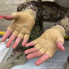 Плотные беспалые Перчатки с защитными накладками койот размер L - изображение 2