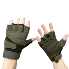 Перчатки с открытыми пальцами с антискользящими накладками хаки размер XL - изображение 5