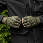 Плотные беспалые Перчатки Force с защитными резиновыми накладками хаки размер XL - изображение 2