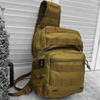 Вместительный однолямный Рюкзак Mil-Tec Assault 36л с системой Molle / Нагрудная Сумка - Слинг койот - изображение 4