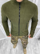 Мужская флисовая кофта с карманами и липучками под шевроны / Флиска олива размер M - изображение 1