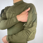 Мужской крепкий Убакс с усиленными локтями / Плотная уставная Рубашка олива размер 2XL - изображение 6