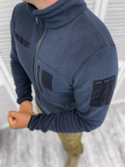 Мужская флисовая Кофта с карманами и липучками под шевроны / Плотная флиска синяя размер L - изображение 2