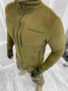 Мужская флисовая Кофта с капюшоном и липучками под шевроны / Флиска хаки размер XL - изображение 2