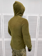 Мужская флисовая Кофта с капюшоном и липучками под шевроны / Флиска хаки размер XL - изображение 3