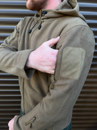 Мужская флисовая кофта с капюшоном и липучками под шевроны / Флиска койот размер XXL - изображение 4