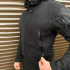 Утеплена чоловіча флісова кофта з капюшоном та липучками під шеврони / Фліска у чорному кольорі розмір L - зображення 5