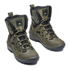 Универсальные кожаные Ботинки на двухкомпонентной подошве / Высокие Берцы с мембраной олива размер 35 - изображение 7