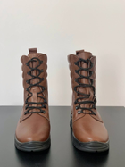 Зимние Берцы Ястреб из натуральной кожи с меховой подкладкой / Высокие утепленные ботинки коричневые размер 48 - изображение 3