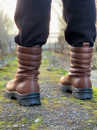 Зимние Берцы Ястреб из натуральной кожи с меховой подкладкой / Высокие утепленные ботинки коричневые размер 48 - изображение 8