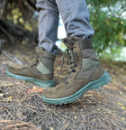 Мужские зимние Ботинки на шнуровке из натуральной кожи / Высокие Берцы с утеплителем Slimtex зеленые размер 41 - изображение 5