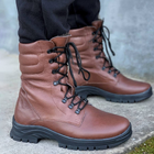 Зимние Берцы Ястреб из натуральной кожи подкладка Airtex / Высокие утепленные ботинки коричневые размер 39 - изображение 1