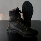 Утепленные Берцы из натуральной кожи / Зимние ботинки с меховой подкладкой в черном цвете размер 43 - изображение 2