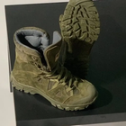 Зносостійкі Берці з натуральної шкіри / Демісезонні черевики у кольорі олива з нашивкою прапором розмір 47 - зображення 4