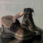 Утепленные Берцы из натуральной кожи / Зимние ботинки с меховой подкладкой в черном цвете размер 47 - изображение 5