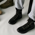 Высокие демисезонные Берцы из натуральной кожи / Ботинки в черном цвете размер 45 - изображение 4