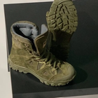 Утепленные Берцы из натуральной кожи / Зимние ботинки в цвете олива с нашивкой флагом размер 37 - изображение 4