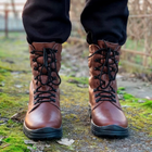 Высокие Демисезонные Ботинки Ястреб коричневые / Кожаные Берцы размер 38 - изображение 3