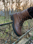 Зимние Берцы Ястреб из натуральной кожи подкладка Airtex / Высокие утепленные ботинки коричневые размер 46 - изображение 8
