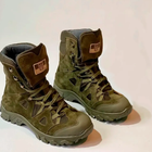 Летние Берцы из натуральной кожи олива / Износостойкие ботинки с нашивкой флагом размер 42 - изображение 3
