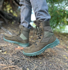 Мужские зимние Ботинки на шнуровке из натуральной кожи / Высокие Берцы с утеплителем Slimtex зеленые размер 42 - изображение 5