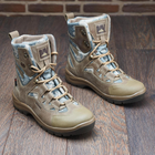 Универсальные кожаные Берцы с мембраной / Демисезонные Ботинки на двухкомпонентной подошве койот пиксель - изображение 3