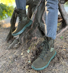 Мужские зимние Ботинки на шнуровке из натуральной кожи / Высокие Берцы с утеплителем Slimtex зеленые размер 39 - изображение 4