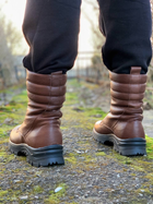 Зимові Берці Яструб з натуральної шкіри з хутряною підкладкою / Високі утеплені черевики коричневі розмір 45 - зображення 8