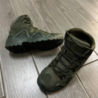 Мужские кожаные Ботинки АК на крепкой полиуретановой подошве / Водонепроницаемые Берцы олива размер 45 - изображение 6