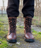 Зимние Берцы Ястреб из натуральной кожи подкладка Airtex / Высокие утепленные ботинки коричневые размер 47 - изображение 3