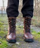 Зимние Берцы Ястреб из натуральной кожи подкладка Airtex / Высокие утепленные ботинки коричневые размер 42 - изображение 3