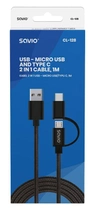 Kabel Savio CL-128 2 w 1 USB - micro USB/typ C (SAVKABELCL-128) - obraz 4