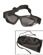 Очки защитные Mil-Tec затемненные из поликарбоната на эластичной резинке на голову пластиковая рама с системой вентиляции маска One size черные - изображение 1