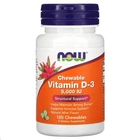 Витамин Д3, Vitamin D-3, Now Foods, мята, 5000 МЕ, 120 жевательных таблеток, (NOW-00358)