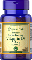 Витамин Д3, Vitamin D3, Puritan's Pride, 2000 МЕ, 100 капсул (PTP-17621)