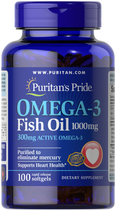 Омега-3, Omega-3 Fish Oil, Puritan's Pride, 1000 мг, 300 мг активного, 100 капсул (PTP-13832)