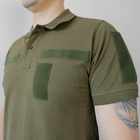 Футболка поло с липучками, качественная футболка Олива/Хаки котон, армейская рубашка под шевроны (размер S) - изображение 5