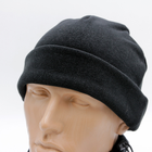 Флісова шапка чорна однотонна, шапка військова, фліска для спорту, камуфляжна шапка фліс на зиму чорна - зображення 3