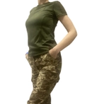 Женская футболка тактическая военная XXS олива - изображение 6