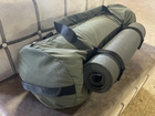 Баул рюкзак 100 л з підсумком для лопати і стропами для каремата Оксфорд 61W21ТТ універсальний Хакі - зображення 3