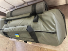Баул рюкзак 120 л с подсумком для лопаты и стропами для каремата Оксфорд 62W21ТТ универсальный Хаки - изображение 4