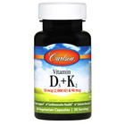 Витамин Д3 и К2, Vitamin D3 + K2, Carlson Labs, 60 капсул (CAR-10610)