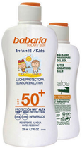 Zestaw Babaria Sun Kids Przeciwsłoneczny balsam Water Resistant SPF50 200 ml + Balsam po opalaniu Aloe Vera 100 ml (8410412705288) - obraz 1
