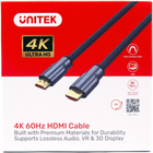 Кабель Unitek LUX HDMI 2.0 в оплетке 5 м Gray (Y-C140RGY) - зображення 3