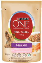 Mokra karma dla psów malych ras PURINA One Mini Delicate z łososiem i ryżem 100 g (7613036527453)