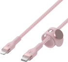 Kabel Belkin USB-C to LTG Braided Silicone 1 m Różowy (CAA011BT1MPK) - obraz 1