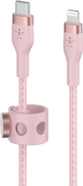 Kabel Belkin USB-C to LTG Braided Silicone 1 m Różowy (CAA011BT1MPK) - obraz 2