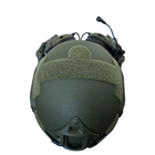 Балістичний шолом-каска Fast кольору олива стандарту NATO (NIJ 3A) M/L + навушники М32 (з мікрофоном) і кріпленням "Чебурашка" - зображення 6