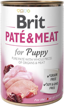 Mokra karma dla szczeniąt Brit Pate & Meat kurczak z indykiem 400 g (8595602557448) - obraz 1